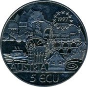 Austria 5 ECU (200th Anniversary of the Birth of Franz Schubert) X# 42 1997 AUSTRIA 5 ECU coin obverse