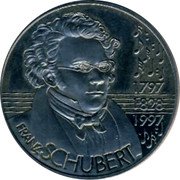 Austria 5 ECU (200th Anniversary of the Birth of Franz Schubert) X# 42 FRANZ SCHUBERT 1797 1828 1997 coin reverse