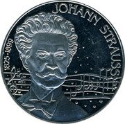 Austria 5 ECU Johann Strauss 1995 X# 22 1825-1899 JOHANN STRAUSS coin obverse
