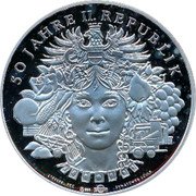 Austria 5 ECU (50th Anniversaty) X# 24 50 JANRE II.REPUBLIK coin reverse