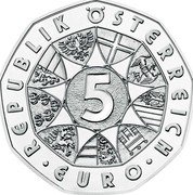 Austria 5 Euro (150th anniversary of the opening of Vienna’s Musikverein concert hall) REPUBLIK ÖSTERREICH 5 EURO coin obverse