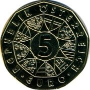 Austria 5 Euro KM# 3163A Republic REPUBLIK ÖSTERREICH 5 EURO coin obverse