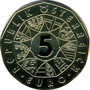Austria 5 Euro Bell Pummerin 2010 Special Uncirculated KM# 3195a REPUBLIK ÖSTERREICH 5 EURO coin obverse