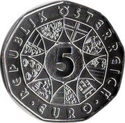 Austria 5 Euro Easter rabbit 2018  BU in blister REPUBLIK ÖSTERREICH 5 EURO coin obverse