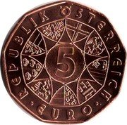 Austria 5 Euro Easter rabbit 2018  REPUBLIK ÖSTERREICH 5 EURO coin obverse