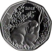 Austria 5 Euro Easter rabbit 2018  BU in blister 2018 coin reverse