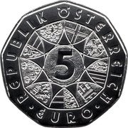 Austria 5 Euro Easter horses 2020  BU in folder REPUBLIK ÖSTERREICH 5 EURO coin obverse