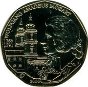 Austria 5 Euro (Mozart.) KM# 3131A WOLFGANG AMADEUS MOZART coin reverse