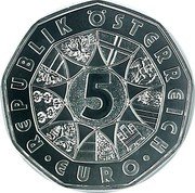 Austria 5 Euro (Spring Awakening) REPUBLIK ÖSTERREICH • EURO • 5 coin obverse