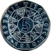 Austria 5 Euro Universal Male Suffrage Centennial 2007 REPUBLIK ÖSTERREICH 5 EURO coin obverse