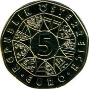 Austria 5 Euro (Universal Male Suffrage Centennial) KM# 3144A REPUBLIK ÖSTERREICH 5 EURO coin obverse