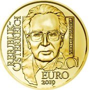 Austria 50 Euro The Vienna Schools of Psychotherapy - Frankl 2019 REPUBLIK ÖSTERREICH VIKTOR FRANKL 50 EURO 2019 coin obverse