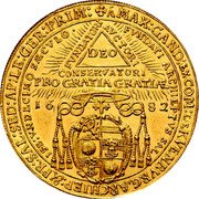 Austria 6 Ducat Maximilian Gandolph 1682 KM# 239 16 82 Á MAX GAND EX COM DE KVENBVRG ARCHIEP & PR SAL SED AP LE GER PRIM AVCTORI CONSERVATORI DEO FVNDATI ARCHIEPTVS SAL ISB VNDECIMO SÆCULO FVNDATORI PRO GRATIA GRATIÆ coin obverse Austria 6 Ducat Maximilian Gandolph 1682 KM# 239 16 82 Á MAX GAND EX COM DE KVENBVRG ARCHIEP & PR SAL SED AP LE GER PRIM AVCTORI CONSERVATORI DEO FVNDATI ARCHIEPTVS SAL ISB VNDECIMO SÆCULO FVNDATORI PRO GRATIA GRATIÆ coin obverse