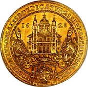 Austria 6 Ducat Paris von Lodron Consecration 1628 KM# 129 ECCLES METROP SALISB DEDICATVR 25 SEPT APARIDE ARCHIE 1628 coin obverse