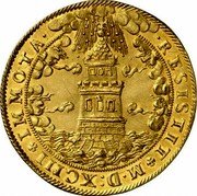 Austria 6 Ducat Markus Sittikus von Hohenems Mule 1617 KM# 46 RESISTIT + MDXCIII + IMMOTA coin reverse