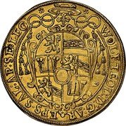 Austria 6 Ducat Salzburg. Wolfgang Dietrich ND MB# 485 WOLF TEOD D G AR EPS SAL AP SE LEG coin obverse Austria 6 Ducat Salzburg. Wolfgang Dietrich ND MB# 485 WOLF TEOD D G AR EPS SAL AP SE LEG coin obverse