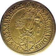 Austria 8 Ducat (Madonna - Paris von Lodron) KM# 102 SANCT : RVDBER TVS · EPS · SALISB : 1625 coin reverse Austria 8 Ducat (Madonna - Paris von Lodron) KM# 102 SANCT : RVDBER TVS · EPS · SALISB : 1625 coin reverse