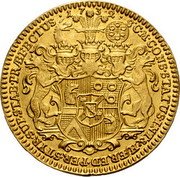 Austria Ducat Leopold Victor Johann 1732 KM# 6 S C M CONS STATUS INT & HÆRED PER STYR SUP STAB PRÆFECTUS date coin reverse Austria Ducat Leopold Victor Johann 1732 KM# 6 S C M CONS STATUS INT & HÆRED PER STYR SUP STAB PRÆFECTUS date coin reverse