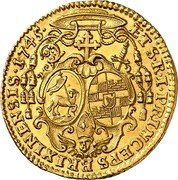 Austria 1 Ducat Kaspar Ignaz 1745 KM# 27 ET S R I PRINCEPS BRIXINENSIS 1745 coin reverse
