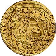Austria Ducat St Rupert Salzburg 1746 KM# 347 IACOBUS ERN D G ARCH&PRIN SALIS:SAE coin obverse Austria Ducat St Rupert Salzburg 1746 KM# 347 IACOBUS ERN D G ARCH&PRIN SALIS:SAE coin obverse