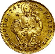 Austria Ducat Andreas Jakob von Dietrichstein 1747 KM# 351 SRUPPERTUS EP S SALISEURG 1747 coin reverse Austria Ducat Andreas Jakob von Dietrichstein 1747 KM# 351 SRUPPERTUS EP S SALISEURG 1747 coin reverse