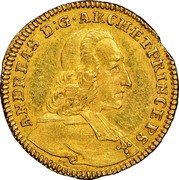 Austria Ducat Andreas Jakob von Dietrichstein 1748 KM# 355 ANDREAS D:G ARCH ET PRINCEPS coin obverse Austria Ducat Andreas Jakob von Dietrichstein 1748 KM# 355 ANDREAS D:G ARCH ET PRINCEPS coin obverse
