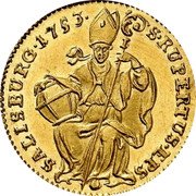 Austria Ducat St Rupert Salzburg 1753 KM# 372 S RUPERTUS EPS SALSBURG 1753 coin reverse Austria Ducat St Rupert Salzburg 1753 KM# 372 S RUPERTUS EPS SALSBURG 1753 coin reverse