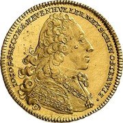 Austria Ducat Johann Joseph 1761 KM# 3 IO • IOS • S • R • I • COM • A • KEVENHVLLER METSCH IN OSTERWIZ • S PRINS + coin obverse Austria Ducat Johann Joseph 1761 KM# 3 IO • IOS • S • R • I • COM • A • KEVENHVLLER METSCH IN OSTERWIZ • S PRINS + coin obverse