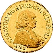 Austria Ducat Sigismund III Salzburg 1763 KM# 404 SIGM D G A S R I P S A S L N GER PRIM 1763 coin obverse
