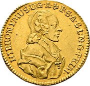 Austria Ducat Hieronymus von Colloredo 1772 M KM# 437 HIERONYMUS D G A&P S A S L N G PRIM coin obverse Austria Ducat Hieronymus von Colloredo 1772 M KM# 437 HIERONYMUS D G A&P S A S L N G PRIM coin obverse