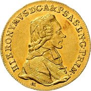 Austria Ducat Hieronymus von Colloredo 1789 M KM# 463 HIERONYMVSDCA&P S A S L N G PRIM M coin obverse Austria Ducat Hieronymus von Colloredo 1789 M KM# 463 HIERONYMVSDCA&P S A S L N G PRIM M coin obverse