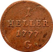Austria Heller Maria Theresia 1777 G KM# 5 1 HELLER 1777 G coin reverse Austria Heller Maria Theresia 1777 G KM# 5 1 HELLER 1777 G coin reverse