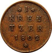Austria Kreuzer Hieronymus von Colloredo 1802 KM# 482 1 KREU TZER 1802 coin reverse Austria Kreuzer Hieronymus von Colloredo 1802 KM# 482 1 KREU TZER 1802 coin reverse