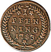 Austria Pfenning Hieronymus von Colloredo 1783 KM# 454 I PFEN NING 1783 coin reverse