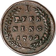 Austria Pfenning Hieronymus von Colloredo 1792 KM# 473 I PFEN NING 1792 coin reverse