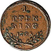 Austria Pfenning Hieronymus von Colloredo 1793 KM# 474 I PFEN NING 1795 coin reverse