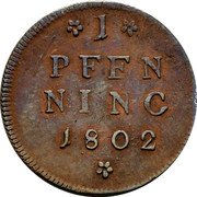 Austria Pfenning Hieronymus von Colloredo 1802 KM# 480 1 PFEN NING 1802 coin reverse Austria Pfenning Hieronymus von Colloredo 1802 KM# 480 1 PFEN NING 1802 coin reverse