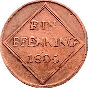 Austria Pfenning (Salzburg Ferdinand) KM# 489 EIN PFENNING 1805 coin reverse Austria Pfenning (Salzburg Ferdinand) KM# 489 EIN PFENNING 1805 coin reverse