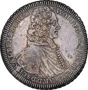 Austria Thaler Wolfgang von Schrattenbach 1726 Legend ends in star KM# 422 WOLFFG D G S R EPRESB CAR D D SCI... ATTEMB ACHEOL coin obverse