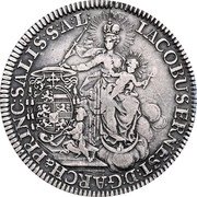 Austria Thaler Jakob Ernst von Liechtenstein 1745 FMK KM# 345 IACOBUS ERNEST D G ARCH & PRINC SALIS S A L coin obverse Austria Thaler Jakob Ernst von Liechtenstein 1745 FMK KM# 345 IACOBUS ERNEST D G ARCH & PRINC SALIS S A L coin obverse
