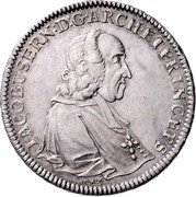 Austria Thaler Jakob Ernst von Liechtenstein 1746 FMK KM# 348 IACOBUS ERN D G ARCH ET PRINCEPS coin obverse Austria Thaler Jakob Ernst von Liechtenstein 1746 FMK KM# 348 IACOBUS ERN D G ARCH ET PRINCEPS coin obverse