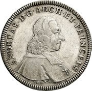 Austria Thaler Andreas Jakob von Dietrichstein 1750 FMK KM# 354 ANDREAS D G ARCH EI PRINGEPS coin obverse Austria Thaler Andreas Jakob von Dietrichstein 1750 FMK KM# 354 ANDREAS D G ARCH EI PRINGEPS coin obverse