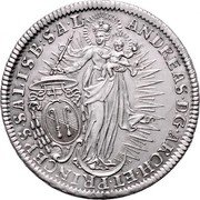 Austria Thaler Madonna - Andreas Jakob von Dietrichstein 1752 KM# 364 ANDREAS D G ARCH ET PRINCEPS SALISB S A L coin obverse Austria Thaler Madonna - Andreas Jakob von Dietrichstein 1752 KM# 364 ANDREAS D G ARCH ET PRINCEPS SALISB S A L coin obverse
