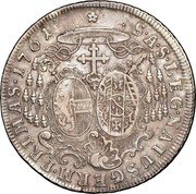 Austria Thaler Sigismund von Schrattenbach type8 1761 KM# 401.1 S • A • S • LEG • NATUSGERM • PRIMAS 1761 coin reverse Austria Thaler Sigismund von Schrattenbach type8 1761 KM# 401.1 S • A • S • LEG • NATUSGERM • PRIMAS 1761 coin reverse