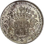 Austria Thaler Johann Joseph 1761 KM# 1 AVR VELL EQV SS CC RR MM ACT INT ET CONFERENT CONSIL ET SVPR CAMER coin reverse