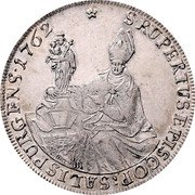 Austria Thaler Sigismund von Schrattenbach type 7 1762 FM SALISPURGENS (error) KM# 395.3 SRUPERTUS EPISCOP SALISPURGENS 1762 coin reverse Austria Thaler Sigismund von Schrattenbach type 7 1762 FM SALISPURGENS (error) KM# 395.3 SRUPERTUS EPISCOP SALISPURGENS 1762 coin reverse