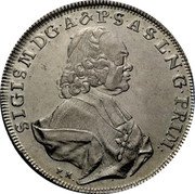 Austria Thaler Salzburg Hieronymus 1771 FM KM# 429 SIGISM D G A & P S A S L N G PRIM coin obverse Austria Thaler Salzburg Hieronymus 1771 FM KM# 429 SIGISM D G A & P S A S L N G PRIM coin obverse