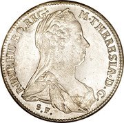 Austria Thaler Maria Theresia 1780 SF KM# 22 M THERESIA D G S F R IMP HU BO REG coin obverse Austria Thaler Maria Theresia 1780 SF KM# 22 M THERESIA D G S F R IMP HU BO REG coin obverse
