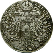Austria Thaler Maria Theresa 1780 SF /\ X \ KM# 23 ARCHID·AUST·DUX· BURG·CO·TYR·1780·X coin reverse Austria Thaler Maria Theresa 1780 SF /\ X \ KM# 23 ARCHID·AUST·DUX· BURG·CO·TYR·1780·X coin reverse