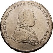 Austria Thaler Christoph Anton 1781 KM# 1 CHRISTOPHORVS D M S R E CARDINALIS DE MIGAZZI coin obverse Austria Thaler Christoph Anton 1781 KM# 1 CHRISTOPHORVS D M S R E CARDINALIS DE MIGAZZI coin obverse